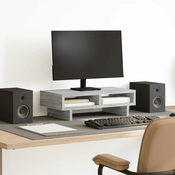 vidaXL Stojalo za monitor siva sonoma 50x27x15 cm inženirski les