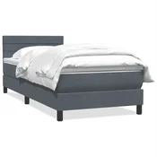Vidaxl Box Spring postelja z vzmetnico Temno siva 80x220 cm Velvet
