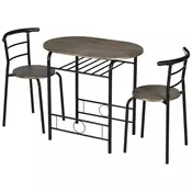 Homestar Jedilna miza Bistro z 2 stoli 80x53x745 cm črna