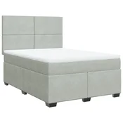 Vidaxl Box spring postelja z vzmetnico svetlo siv 140x190 cm žamet