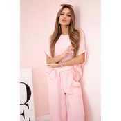 Kesi Włoski Viscose blouse + pants set powder pink
