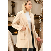 Z6778 DEWBERRY WOMENS COAT-PLAIN BEIGE