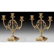 Casa Padrino luxury baroque candle holder set gold 24 x H. 28 cm - Handmade baroque style bronze candlesticks - Baroque decorative accessories - Baroque interior - Noble & Magnificent