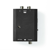 Nedis ACON2509BK - digitalni avdio pretvornik | 2-smerni | Vhodni priključek: 1x vtičnica S/PDIF (RCA) / 1x vtičnica TosLink |