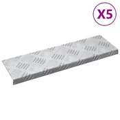 Vidaxl Stopnice Pravokotna 5 szt. srebrna 60 x 18 x 2,5 cm Aluminij