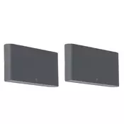 Set 2 zunanjih stenskih svetilk temno sive barve 17,5 cm, vključno z LED - Batt