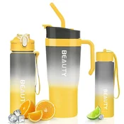Livefy 3in1 Set steklenice za vodo in skodelice Sunrise, ombre