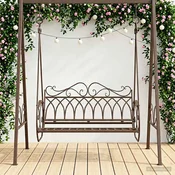 vidaXL Gugalna klop Jeklo 112 x 60 x 126,5 cm Antik rjava