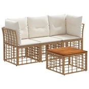 Set vanjskih sofa 4 pcs Prirodna i krema bijela Poliester