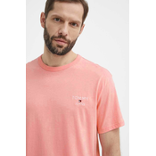 Pamucna majica Tommy Jeans za muškarce, boja: ružicasta, s aplikacijom