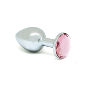 Rimba XS - pink stoned metal anal dildo (silver)