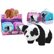 Interaktivna plišasta panda v roza modrem transporterju