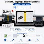 Zaščita sprednjega in zadnjega zaslona | folija iz kaljenega stekla Model 3/Y Highland/Juniper | Šablona – Izvedba zaslona: Model 3 Highland 2024+ – sprednji 15,4 + zadnji 8