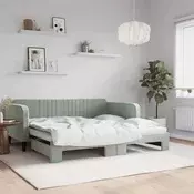 Dnevni krevet na razvlacenje svjetlosivi 100x190 cm baršunasti