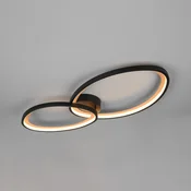 Trio Lighting LED-stropna svetilka Sivo, dolžina 84 cm, mat črna, kovina, CCT - Dnevna soba/jedilnica - Sodobni - matno črno