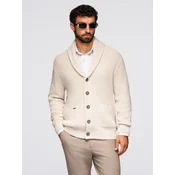 Ombre Mens cotton cardigan sweater with shawl collar - beige