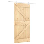 Vidaxl Drsna vrata Naravna in bela 100 x 210 cm Trdna borovina