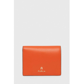 Usnjena denarnica Furla ženski, oranžna barva