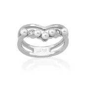 Ženski majorica arabesque beli biserni srebrni prsten sa kristalima 3,4 mm 57 mm ( 16141.01.2 917.010.1 )
