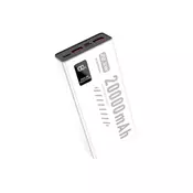 Denmen Eksterna baterija DP45, 20000mAh, PD 20W, QC3.0, 2x Tip-C, USB-A, Bela