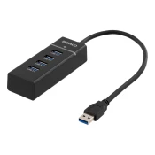 DELTACO HUB 3.0 4xUSB-A aluminijski, crni