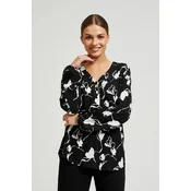 Womens shirt with floral print MOODO - black