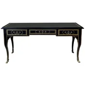 Casa Padrino luxury baroque desk black/gold - Magnificent mahogany office table with 3 drawers - Baroque office furniture - Luxury office furniture in the baroque style - Noble & Magnificent