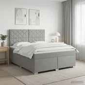 vidaXL Postelja boxspring z vzmetnico Svetlo siva 140 x 200 cm Blago