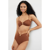Trendyol Brown Strapless Premium Accessories Bikini Top