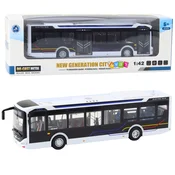 LEAN TOYS Mestni avtobus, kovinski, zvok, luči, 1:42, bel