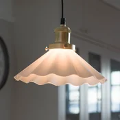 PR Home August viseča svetilka stekleno senčilo O 25 cm, vtič - Dnevna soba/jedilnica - Industrijski dizajn - opal, medenina - Steklo