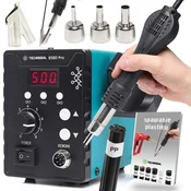shumee Spajkalna postaja na vroč zrak Techrebal 858D Pro + črni spajkalnik PP 100 g + šoba za spajkanje