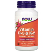 Now Vitamin D-3 & K-2 1.000 I.E. 45 µg, 120 kapsul