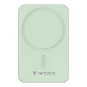 shumee Prenosna baterija Verbatim Charge n Go Essentials Magnetic Wireless 20000mAh USB-C PD 3.0 zelena