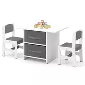 Northix Otroška miza z 2 stoloma MDF z odstranljivimi predali