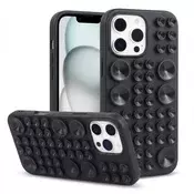Silikonski ovitek s priseski Clingy za iPhone 16 Pro Max - črn