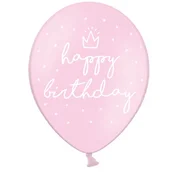 Komplet balonov Happy Birthday 30 cm – pastelno rožnata, 6 kosov