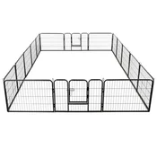 vidaXL Ograda za pse s 16 jeklenimi paneli 60x80 cm črne barve