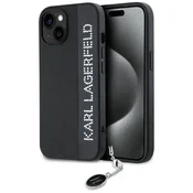 Karl Lagerfeld Etui Karl Lagerfeld Saffiano Rhinestones & Charm za iPhone 15/14/13 - črno