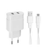 RivaCase HIŠNI POLNILEC VA4123 3,4A + podatkovno polnilni kabel MicroUSB - bel