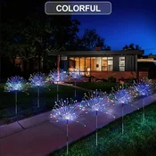 KJB Solarna vrtna svetilka v obliki ognjemeta, 90 LED, 8 načinov, večbarvna