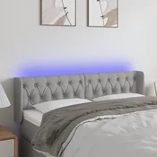 Vidaxl vidaXL Vzglavje postelje z LED svetlo sivo 163x16x78/88 cm blago
