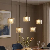 Searchlight LED-visoka svetilka Tumblers, 5-žarnica, dolga, bronasta, steklo, 3.000 K - Dnevna soba/jedilnica - Bronasta, rjavo obarvana - Plastika