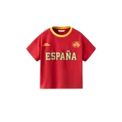 MANGO KIDS Majica SPAIN modra / kari / rdeča