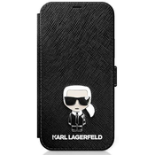 Karl Lagerfeld KLFLBKP12SIKMSBK iPhone 12 mini 5,4 black book Saffiano Ikonik Metal (KLFLBKP12SIKMSBK)