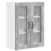 Vidaxl Stenski stekleni omarica PORTO Betonsko siva 60 x 31 x 80 cm