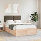 Posteljni okvir z oblazinjenim vzglavjem Taupe 120 x 200 cm