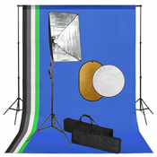 vidaXL Foto studijski komplet s softboxi, ozadjem in odbojnikom