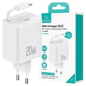 USAMS USAMS 1XUSB-C OMREŽNI POLNILEC Z PREVIDENIM KABLOM ZA TELEFON PD QC 20W, (21974823)