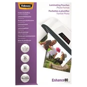 Topli laminacijski film, 80 mikrona, 100x150 mm, sjajan, 25 komada, FELLOWES 5440602